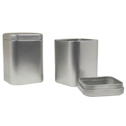Mehldosen: quadratische Stülpdeckeldose aus Weißblech 57x57x82 mm für Gewürze