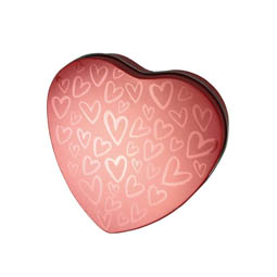 Konfektdosen: Herzdose rot, Stülpdeckeldose aus Weißblech in Herzform.