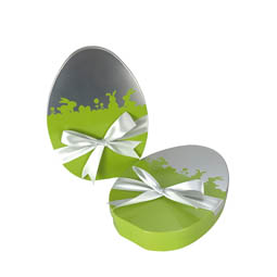 Konfektdosen: Osterwelt grün flaches Ei; Artikel 5016