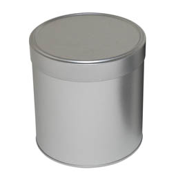 Vorratsbehälter: runde Dose aus elektrolytischem Weißblech mit Stülpdeckel, für Lebkuchen, Gebäck und Süßigkeiten.