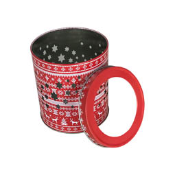 Weihnachten: Teelichtdose Warm; runde Stülpdeckeldose aus Weißblech mit ausgestanztem Sternenhimmel.